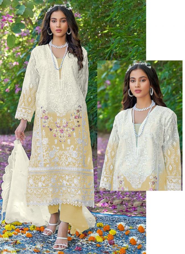 Heavy Organza Yellow Festival Wear Embroidery Work Pakistani Suit